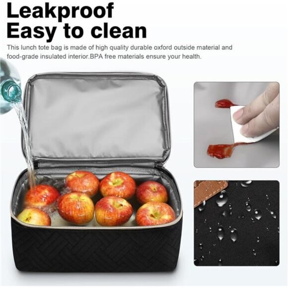 Lunch Bag Women Men, Double Deck Lunch Box Insulated Lunch Bag for Adults Work - Picture 5 of 7